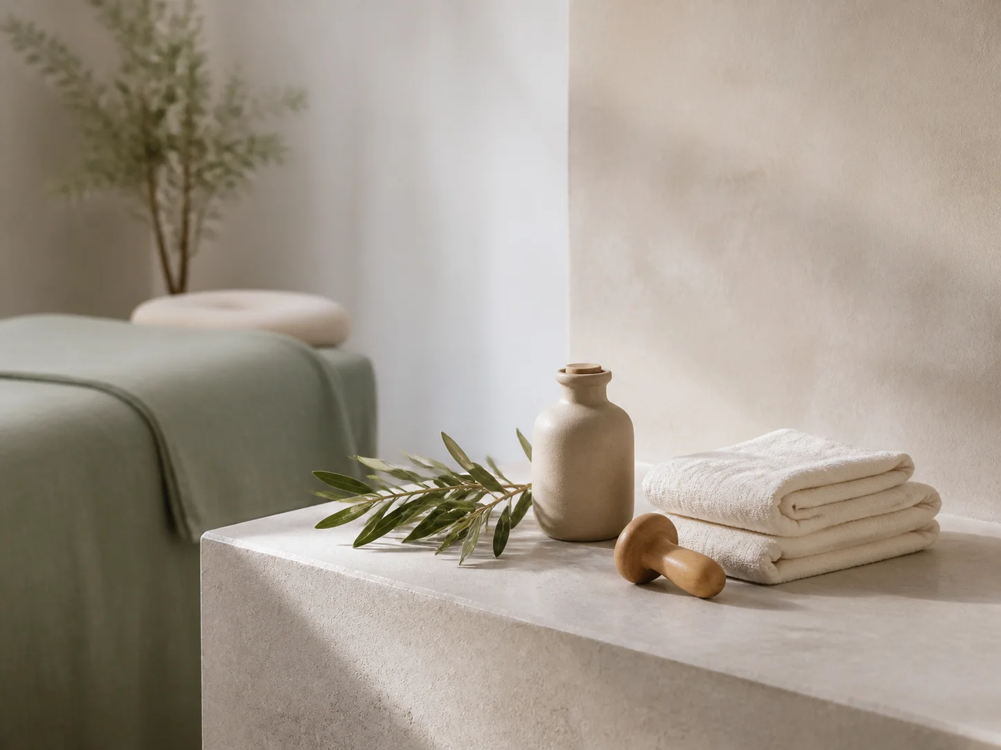 Massage treatment preparation at Nunchi Spa